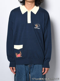KNIT POLO -NAVY-