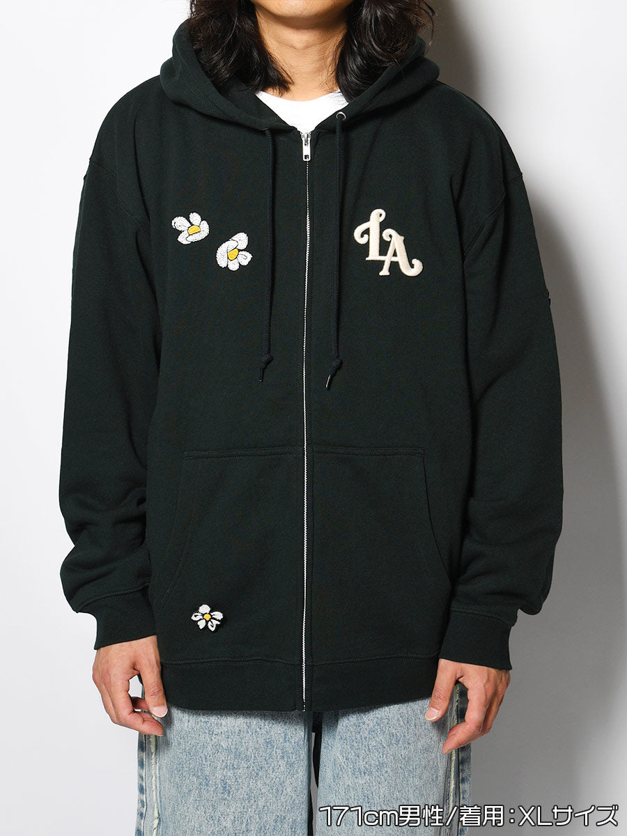 FLOWER ZIP PARKA -GREEN-