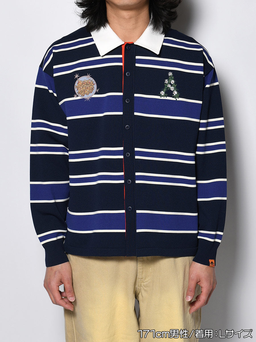 WIDE BORDER KNIT SH -NAVY-