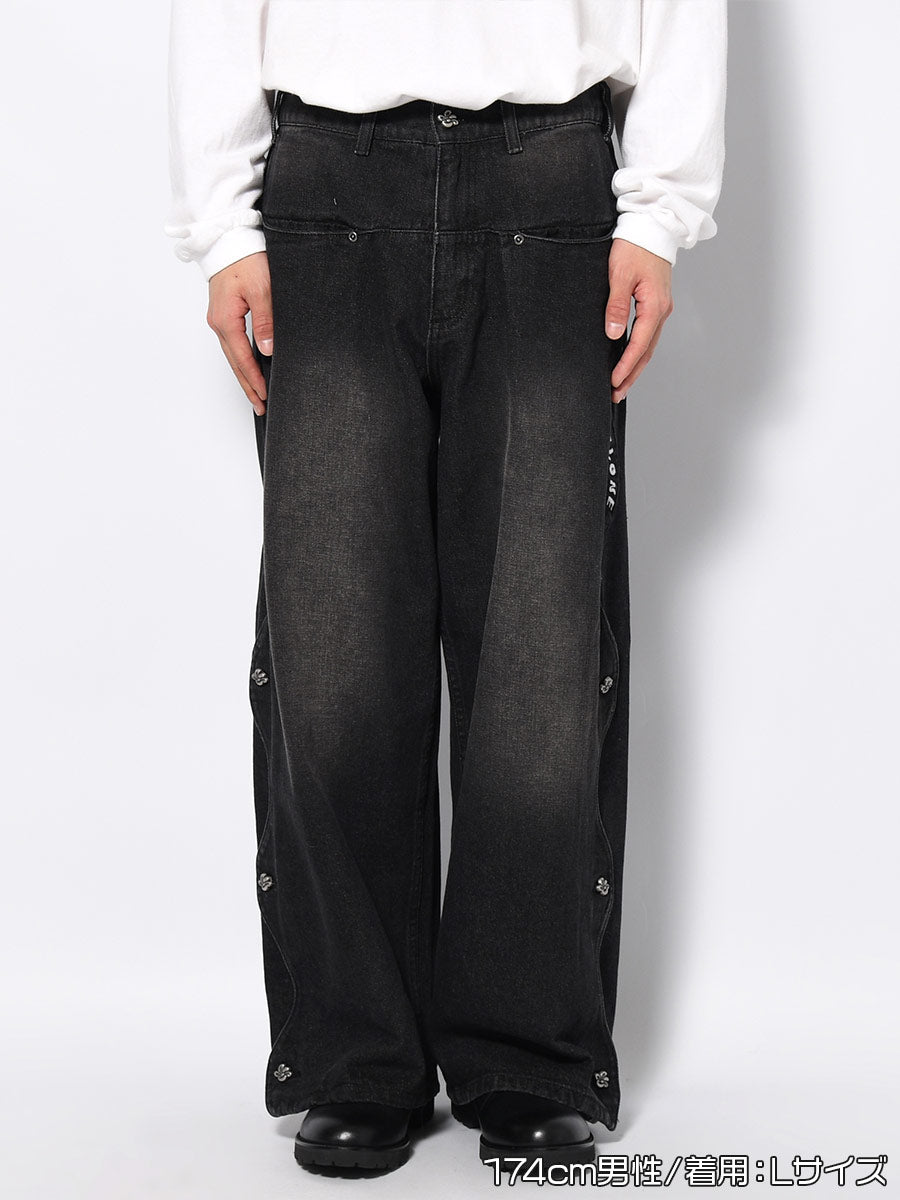WAVE DENIM PANTS -BLACK-