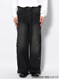 WAVE DENIM PANTS -BLACK-