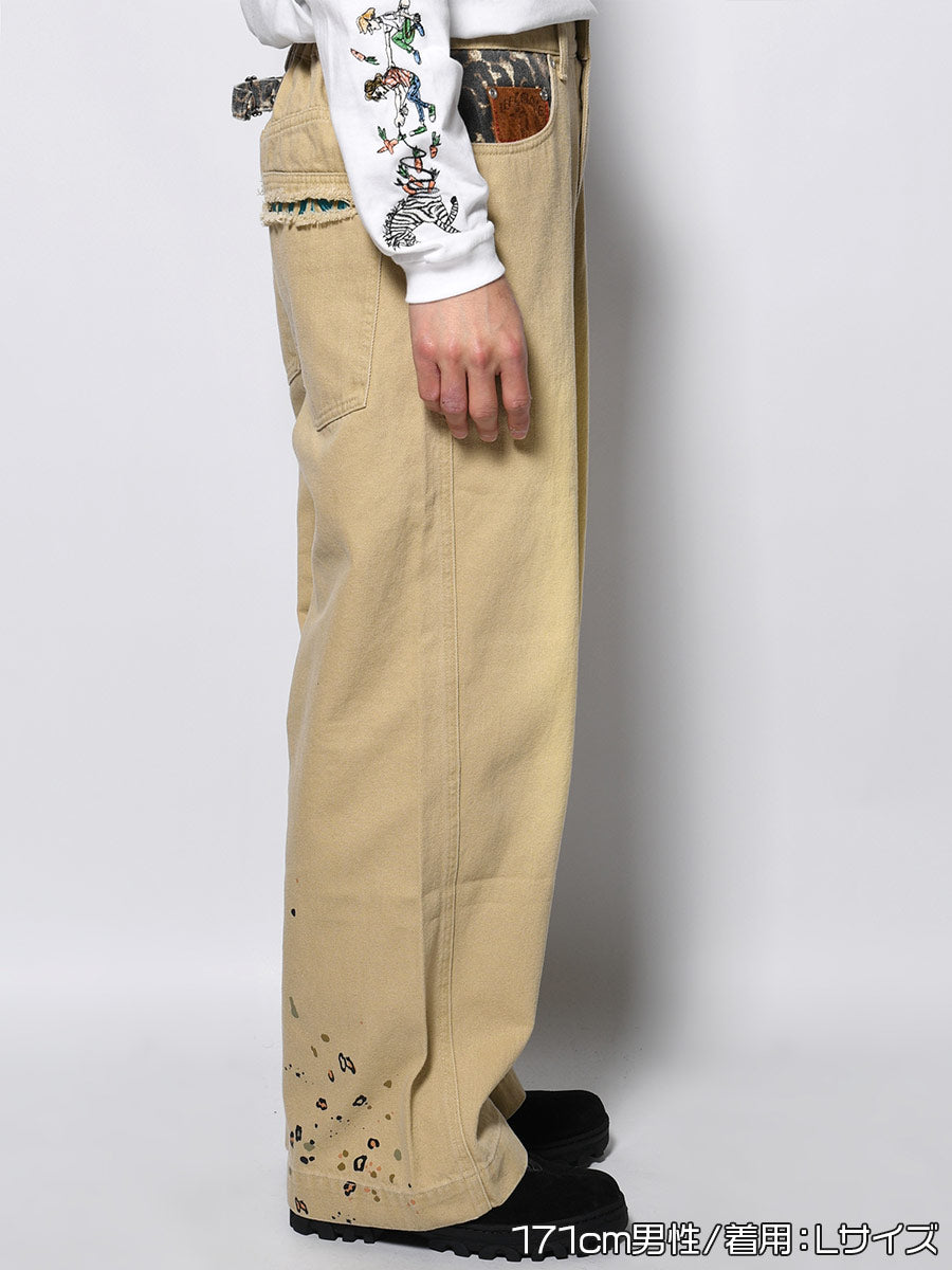 LEOPARD PAINT PANTS -BEIGE-
