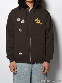 FLOWER ZIP PARKA -BROWN-