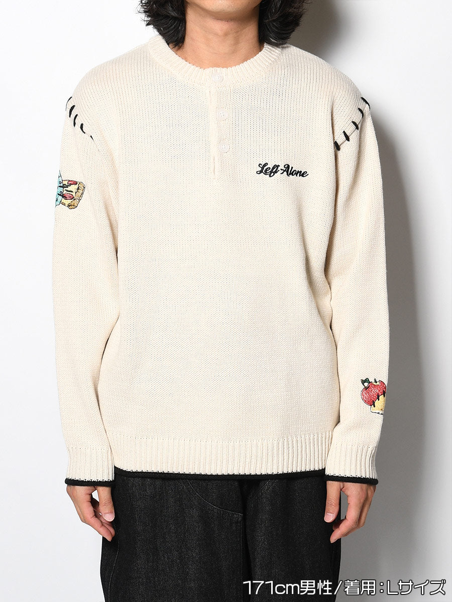 HENLEY STITCH KNIT -IVORY-