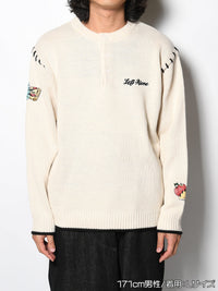 HENLEY STITCH KNIT -IVORY-