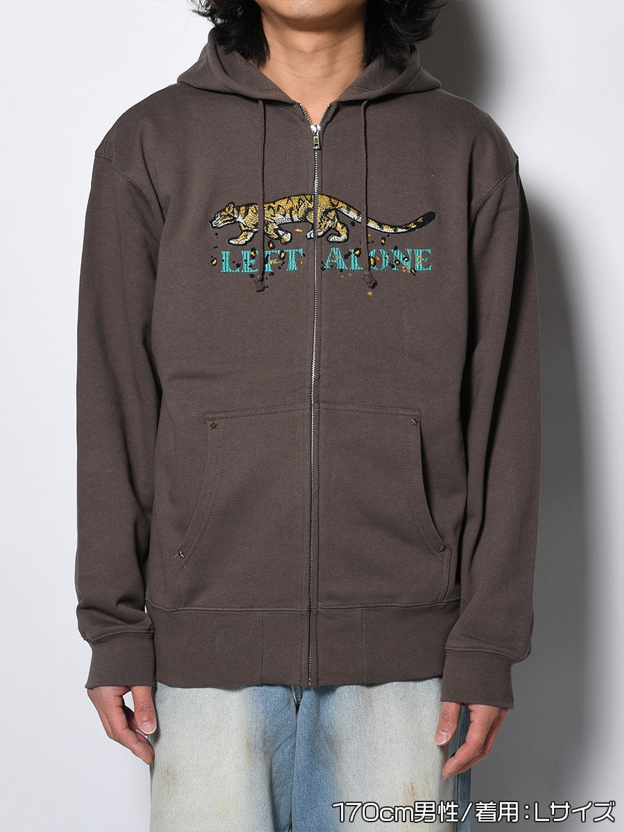 LEOPARD ZIP PARKA -CHARCOAL-
