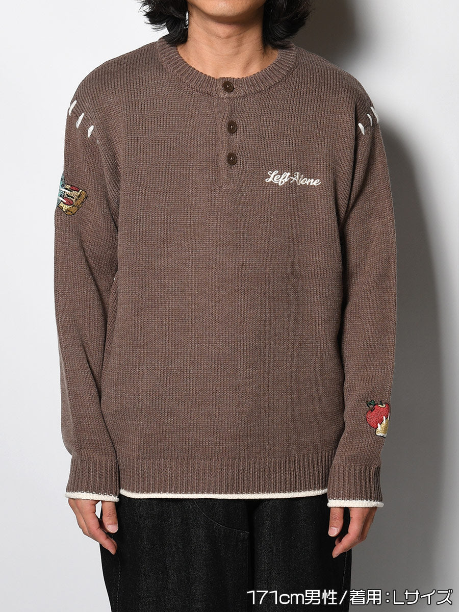 HENLEY STITCH KNIT -GREIGE-
