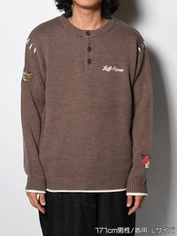 HENLEY STITCH KNIT -GREIGE-