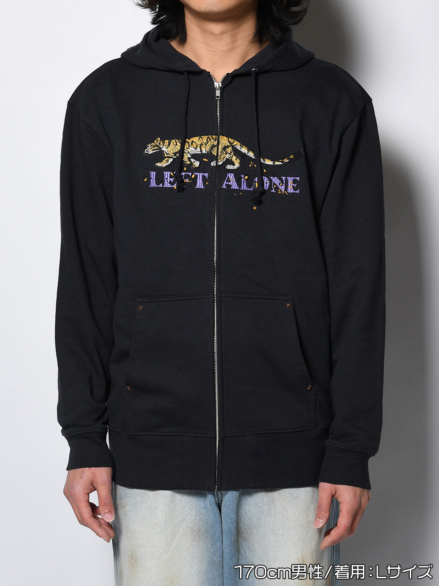 LEOPARD ZIP PARKA -NAVY-