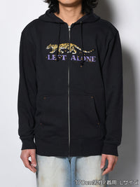 LEOPARD ZIP PARKA -NAVY-