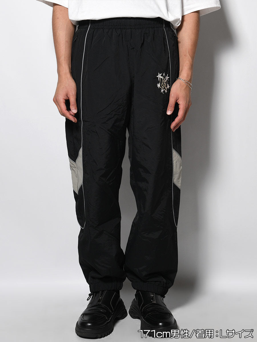 NYLON TRACK PANTS -BLACK-