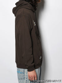 FLOWER ZIP PARKA -BROWN-