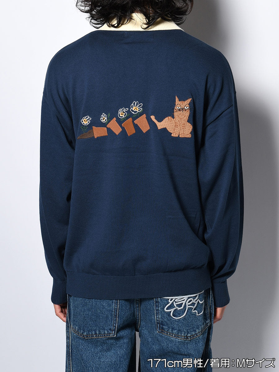 KNIT POLO -NAVY-