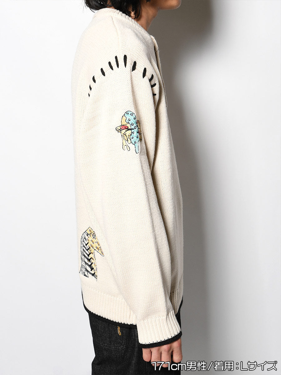 HENLEY STITCH KNIT -IVORY-
