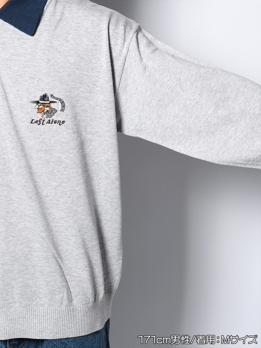 KNIT POLO -GREY-