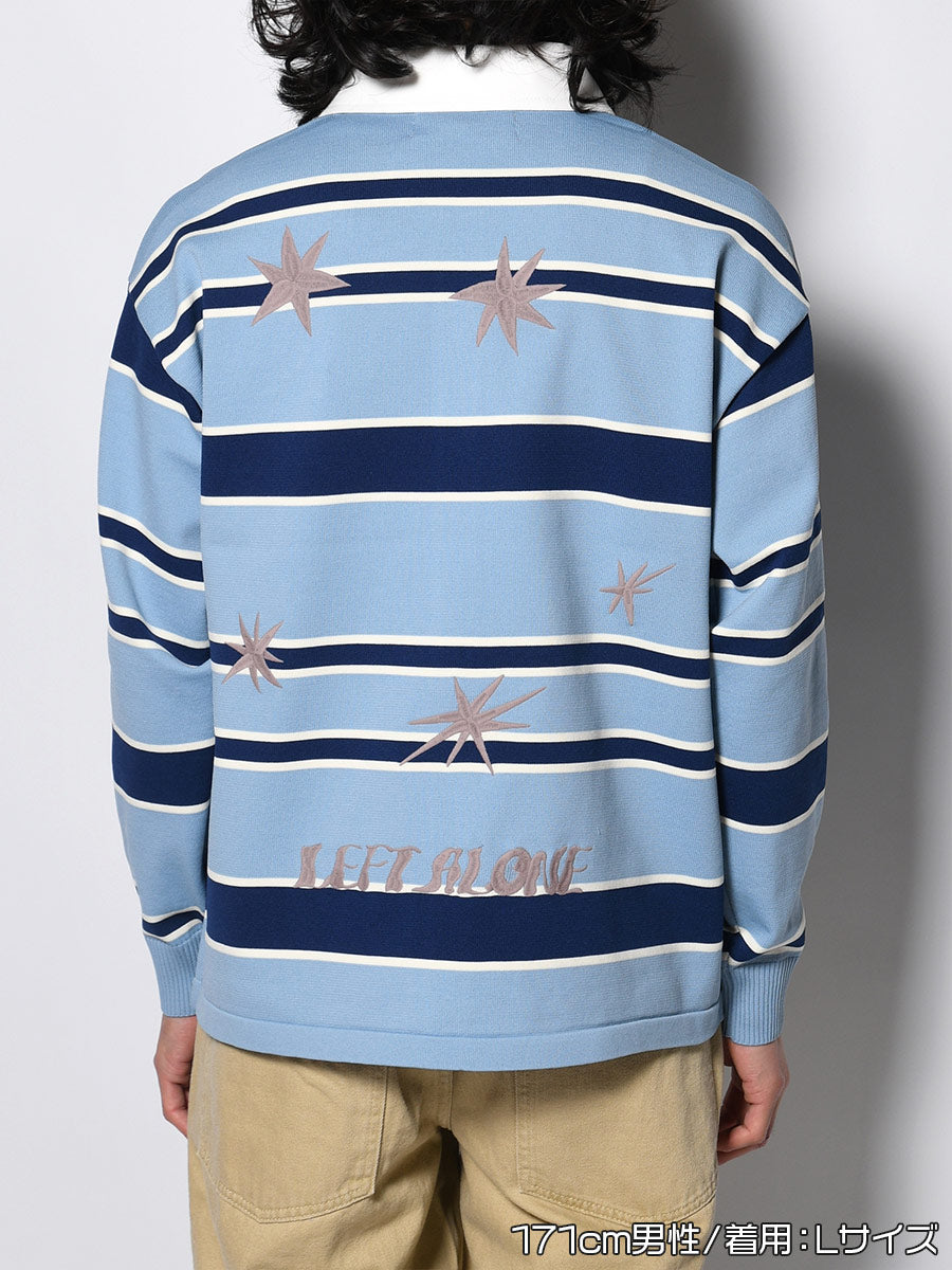 WIDE BORDER KNIT SH -LIGHT BLUE-