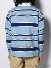 WIDE BORDER KNIT SH -LIGHT BLUE-