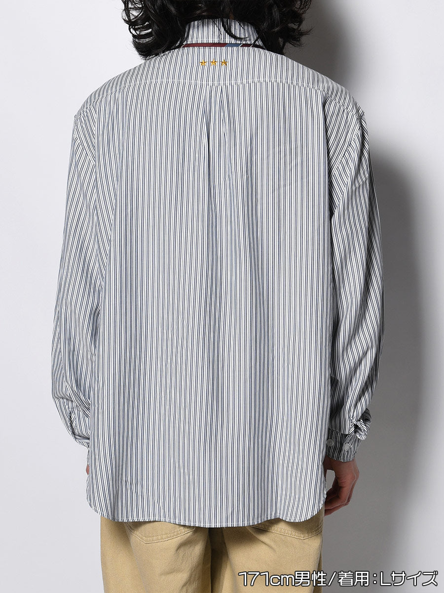 TIE STRIPE LS SHIRT -NAVY-