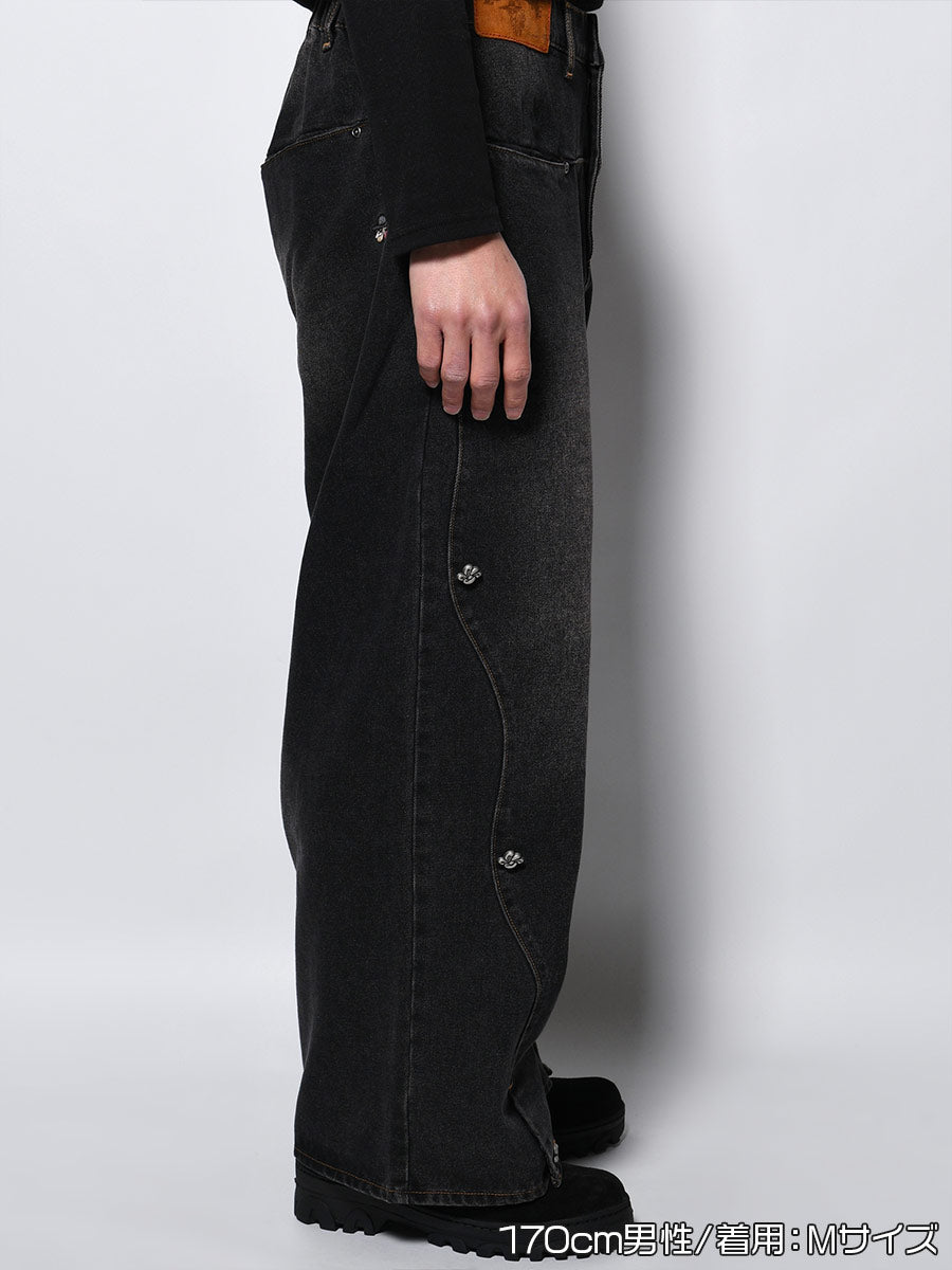 RAW WAVE DENIM PANTS -BLACK-