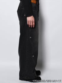 RAW WAVE DENIM PANTS -BLACK-