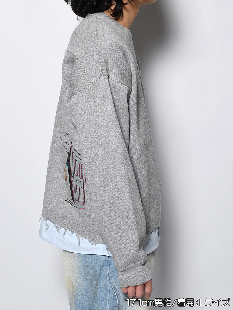 CREW KNIT -GREY-