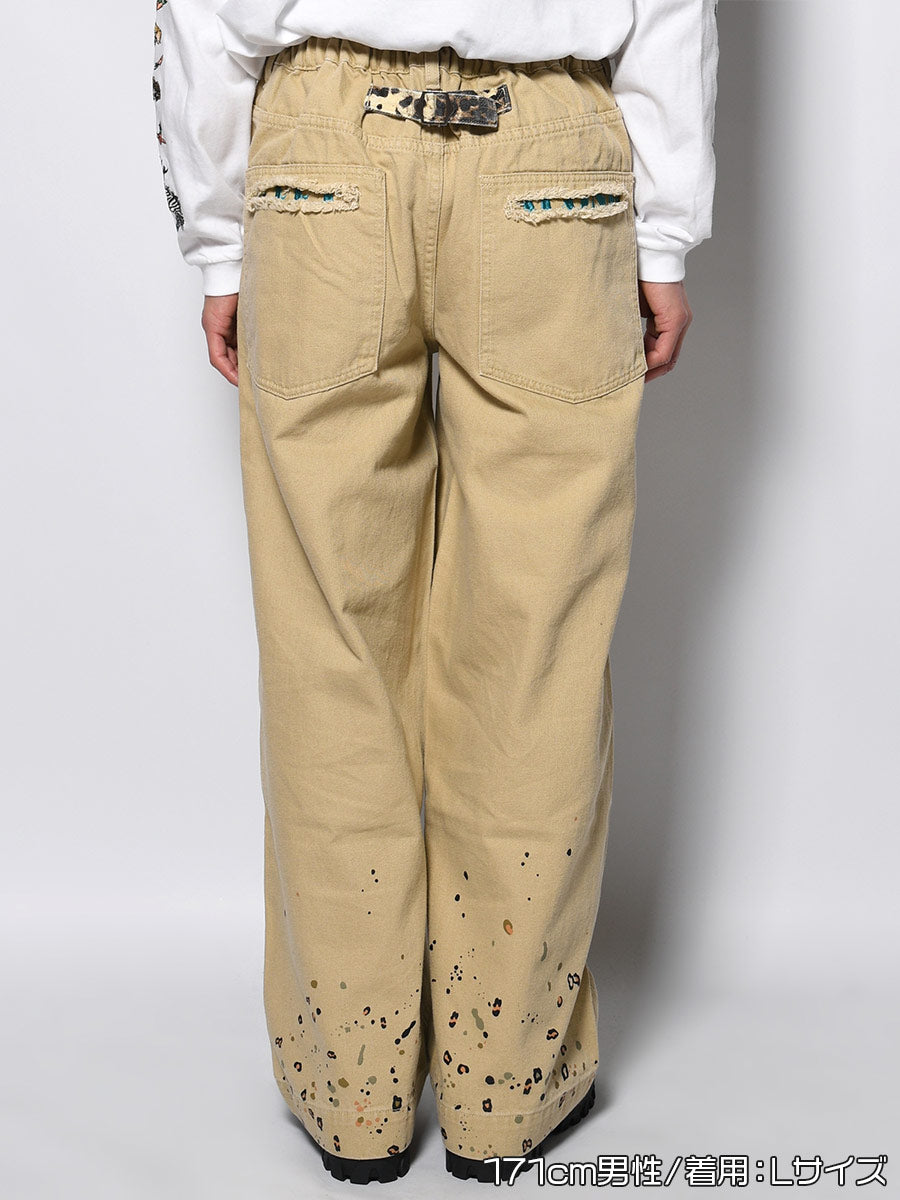 LEOPARD PAINT PANTS -BEIGE-