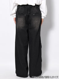WAVE DENIM PANTS -BLACK-
