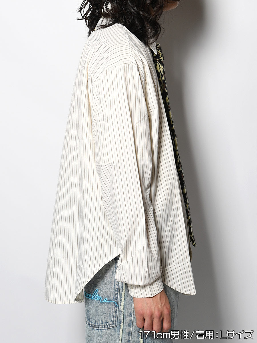 KNIT TIE LS SHIRT -STRIPE(IVORY)-