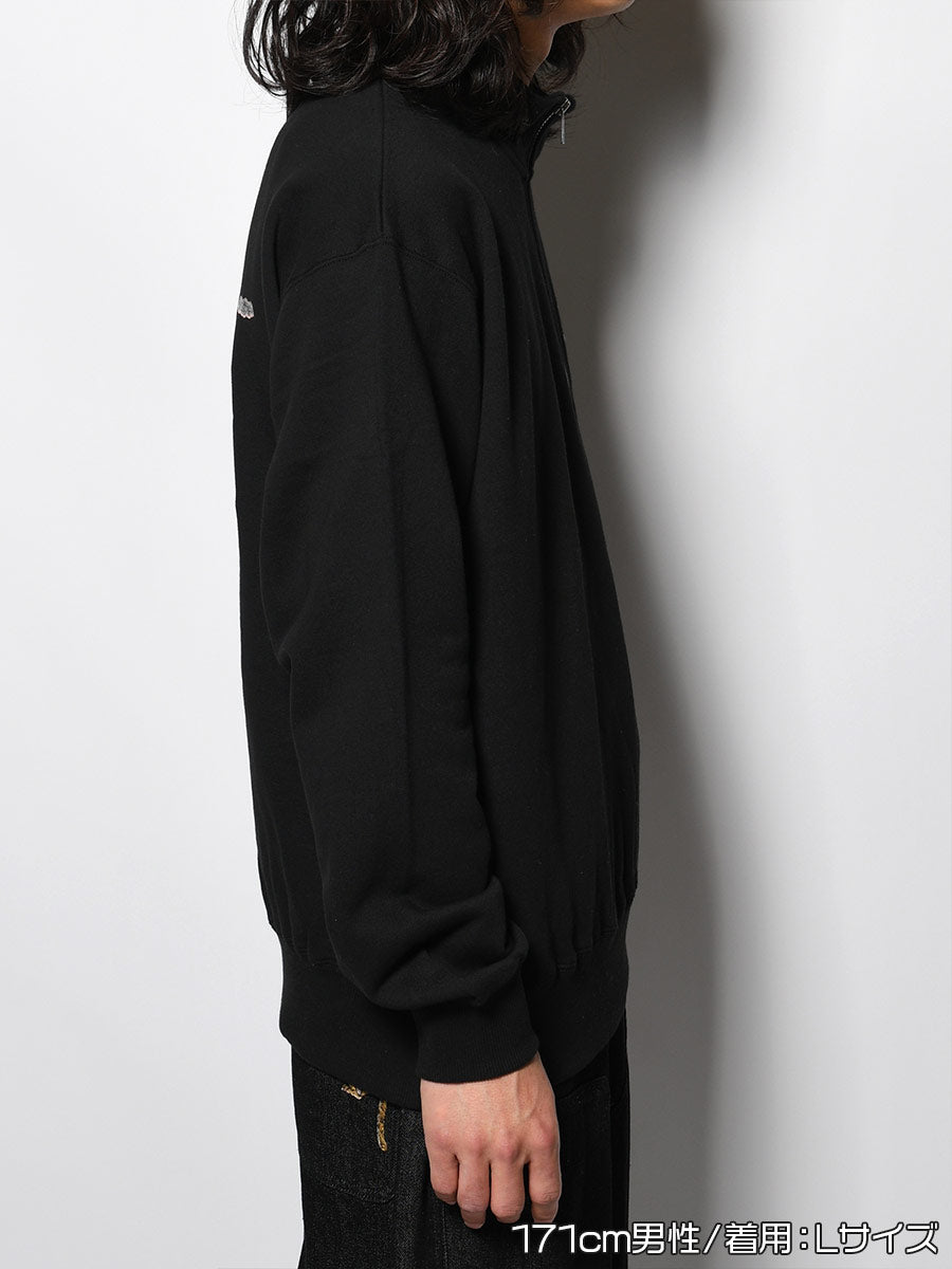 HALF ZIP SWEAT -BLACK-