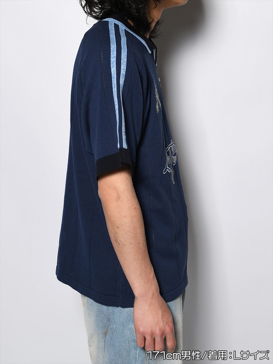 KNIT GAME SHIRT -NAVY-