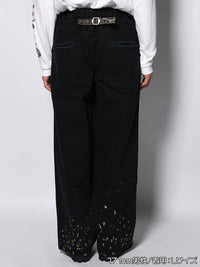 LEOPARD PAINT PANTS -BLACK-