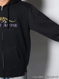 LEOPARD ZIP PARKA -NAVY-