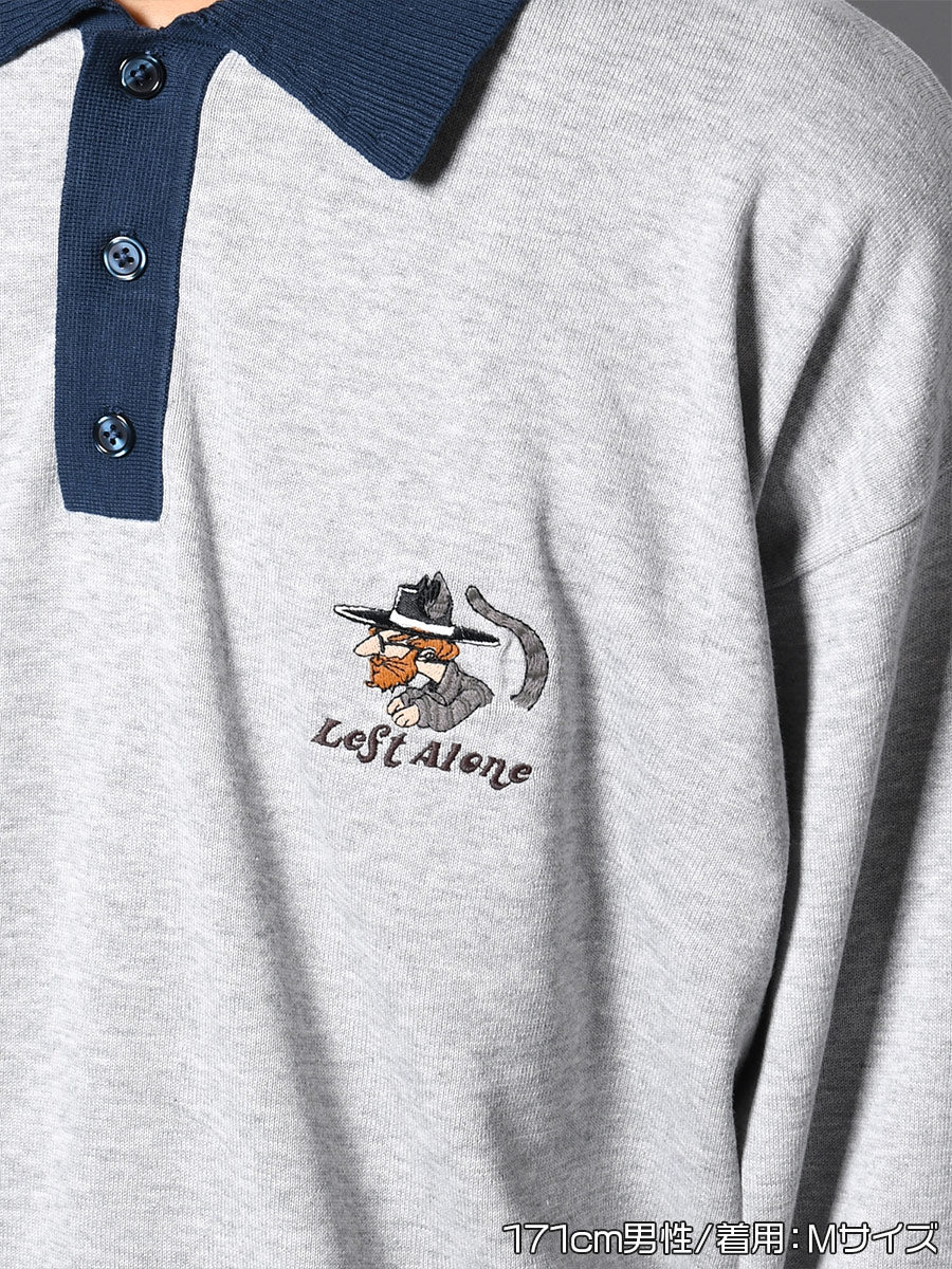 KNIT POLO -GREY-