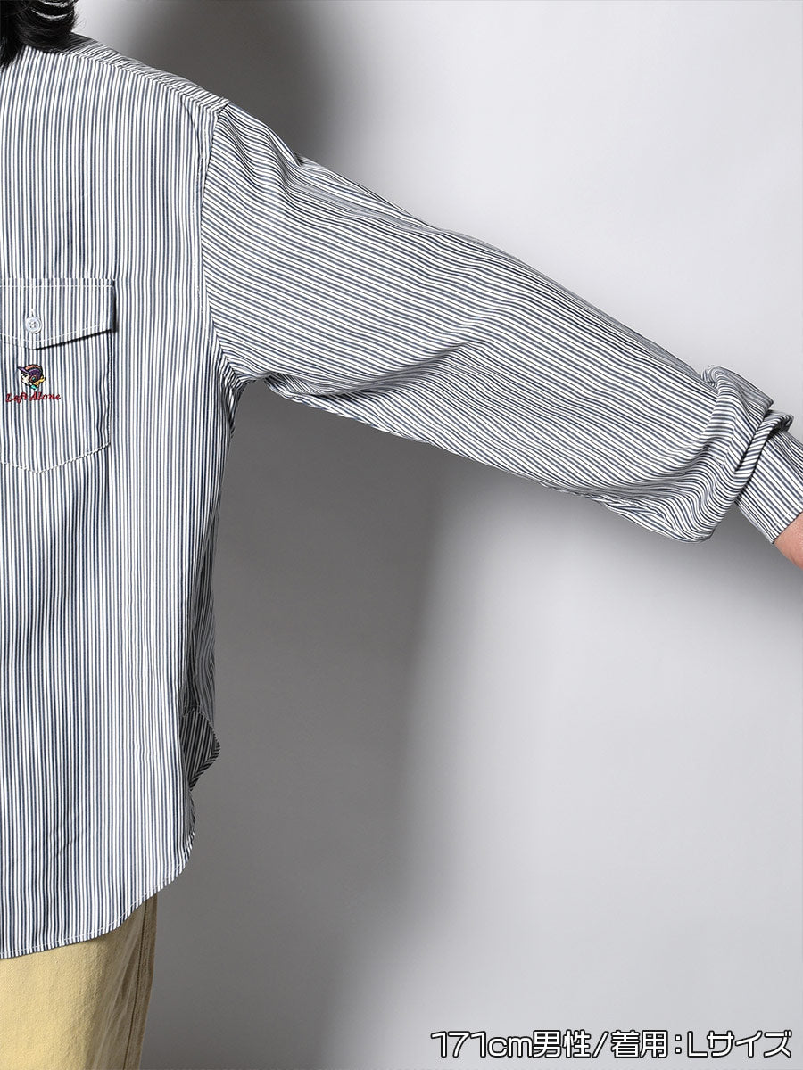 TIE STRIPE LS SHIRT -NAVY-