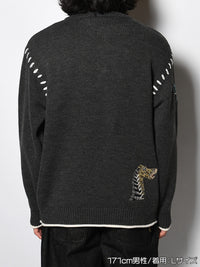 HENLEY STITCH KNIT -CHARCOAL-
