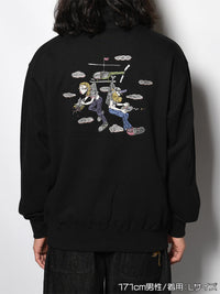 HALF ZIP SWEAT -BLACK-