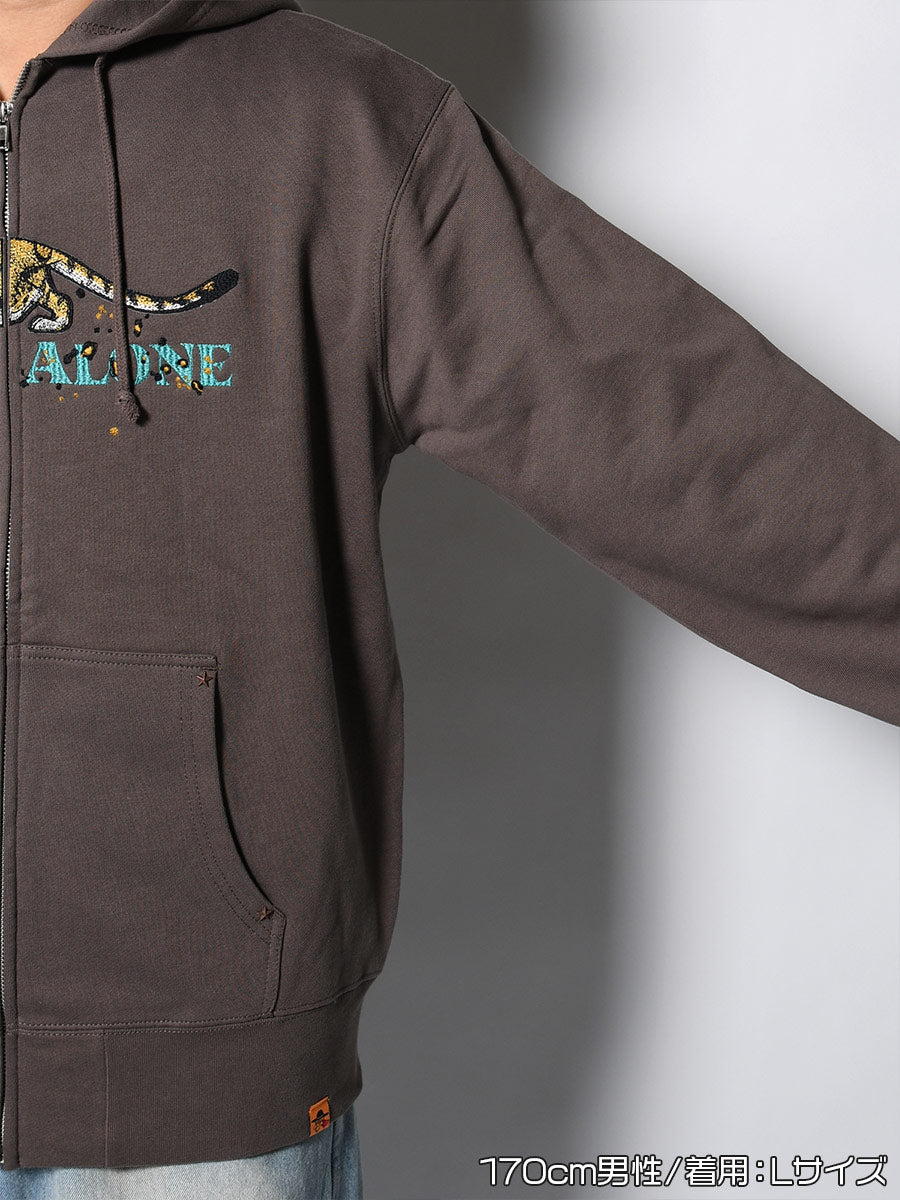 LEOPARD ZIP PARKA -CHARCOAL-