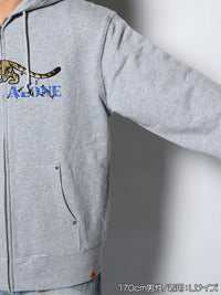 LEOPARD ZIP PARKA -HEATHER GREY-