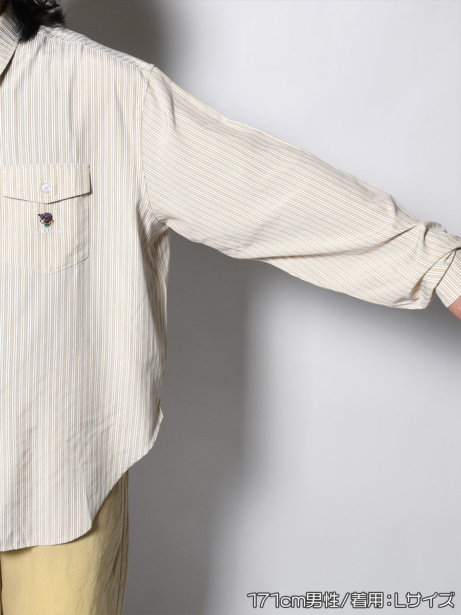 TIE STRIPE LS SHIRT -BEIGE-