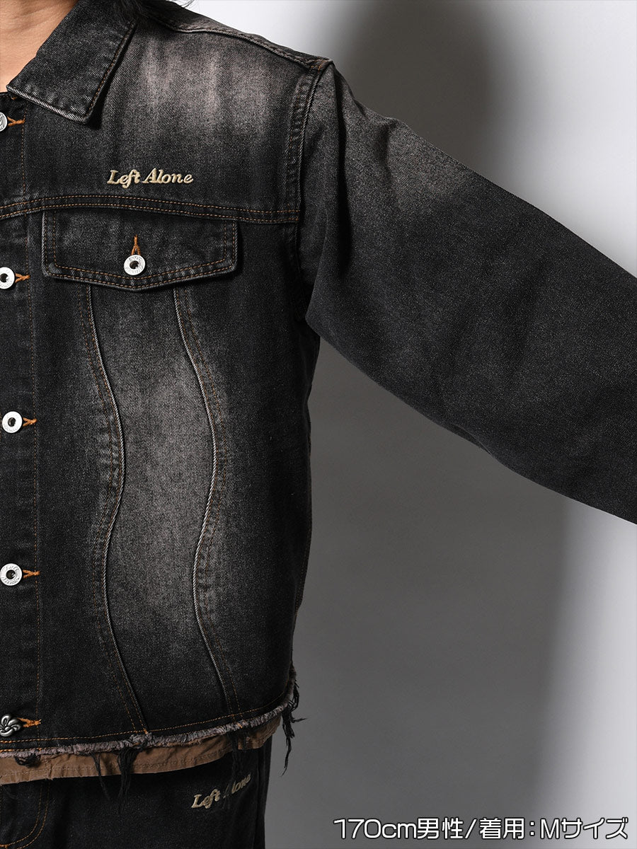 RAW WAVE DENIM JKT -BLACK-