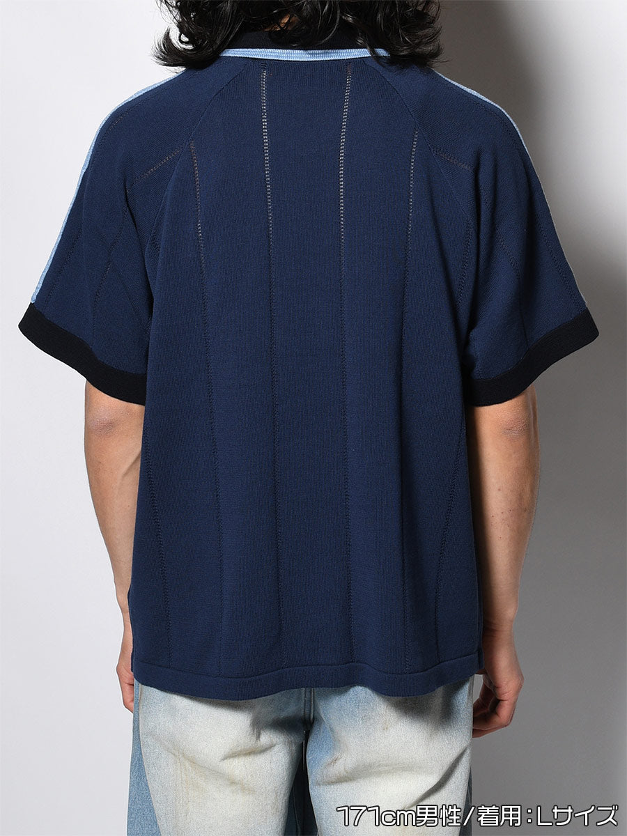 KNIT GAME SHIRT -NAVY-