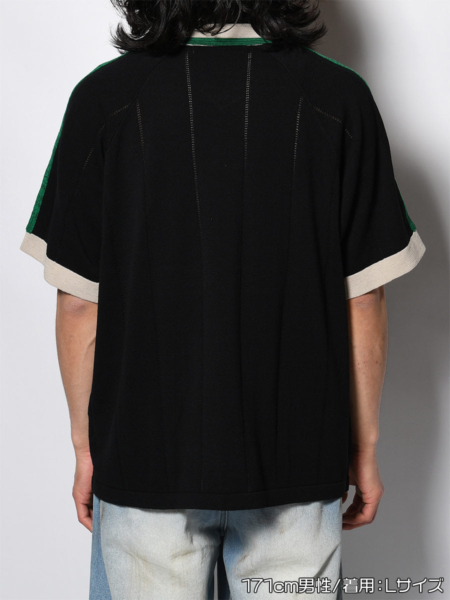 KNIT GAME SHIRT -BLACK-