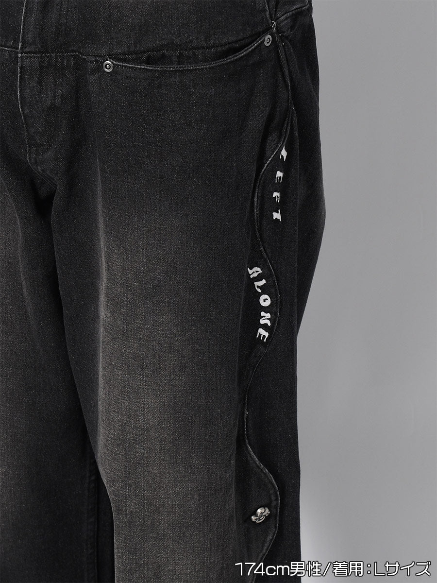 WAVE DENIM PANTS -BLACK-