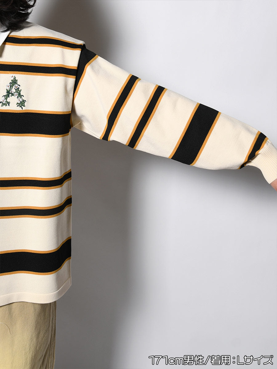 WIDE BORDER KNIT SH -IVORY-