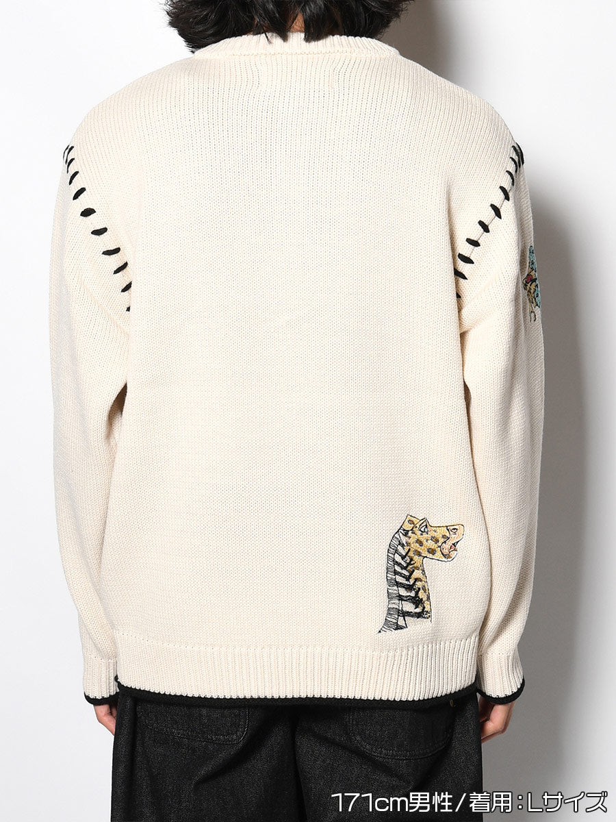 HENLEY STITCH KNIT -IVORY-