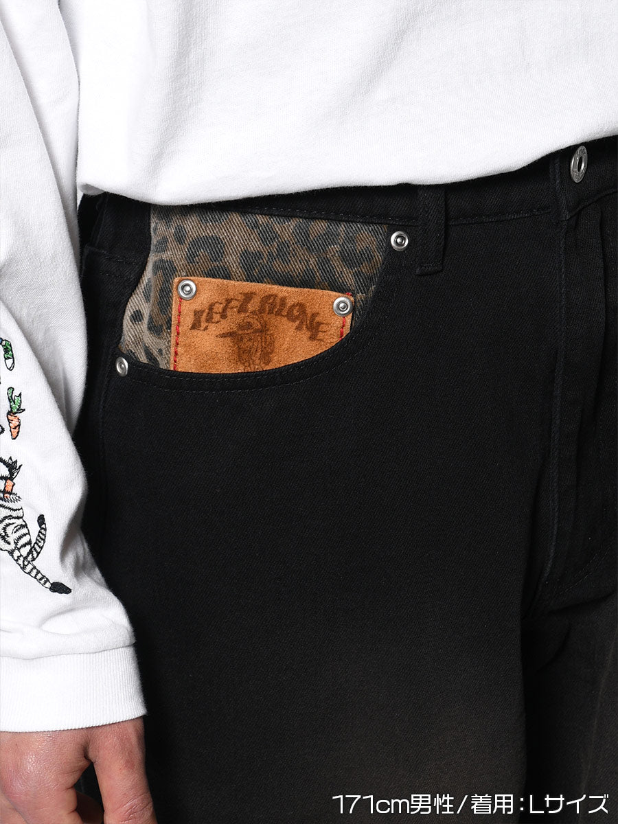 LEOPARD PAINT PANTS -BLACK-