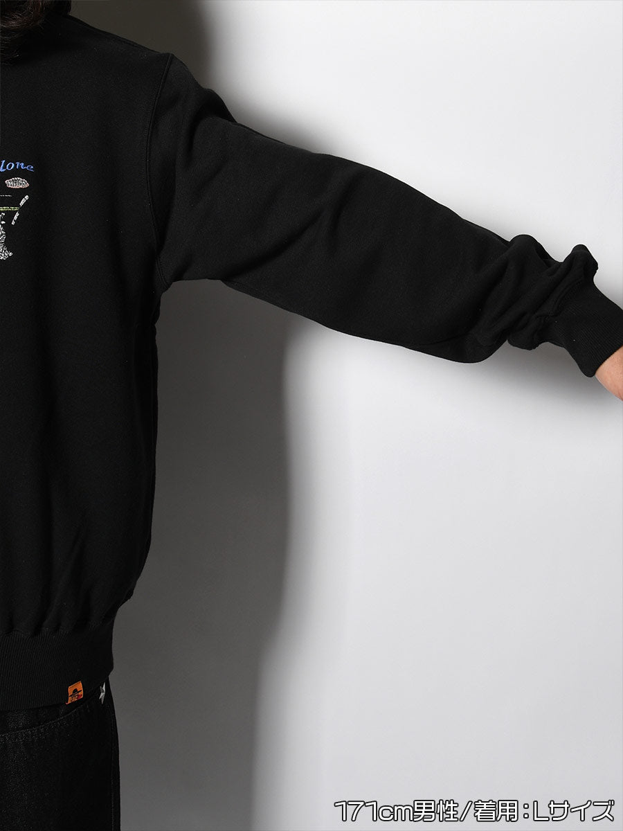 HALF ZIP SWEAT -BLACK-