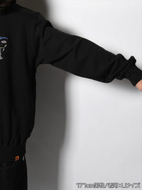 HALF ZIP SWEAT -BLACK-
