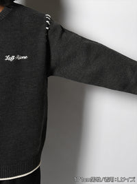 HENLEY STITCH KNIT -CHARCOAL-