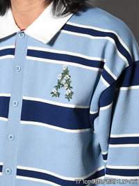 WIDE BORDER KNIT SH -LIGHT BLUE-